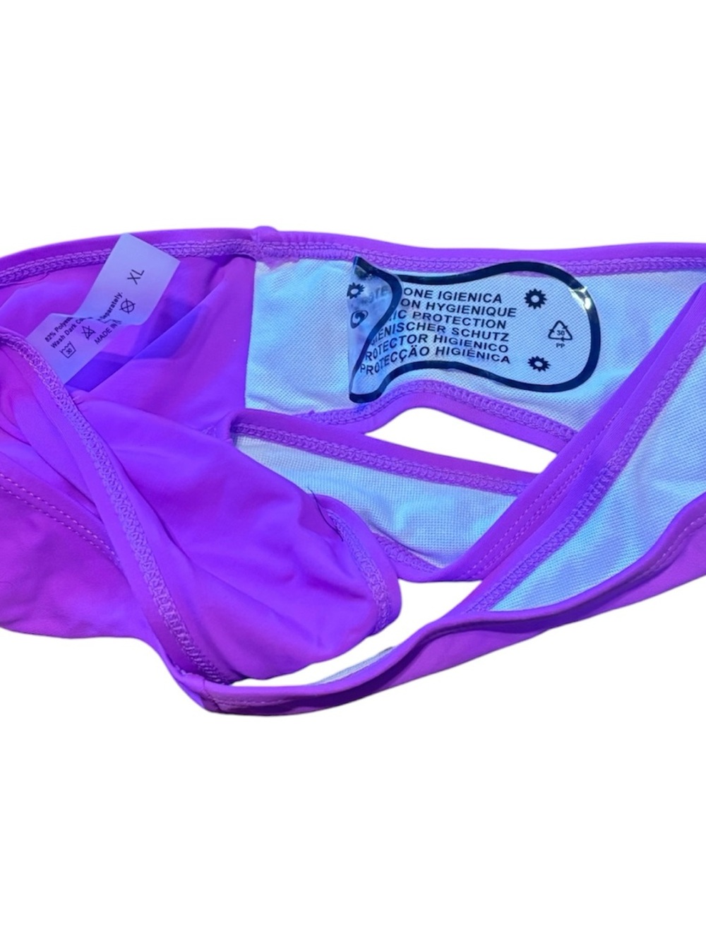 Bright Magenta Triangle Bikini Set with Palm Print Cover-Up Size XL NWOT - Picture 6 of 6